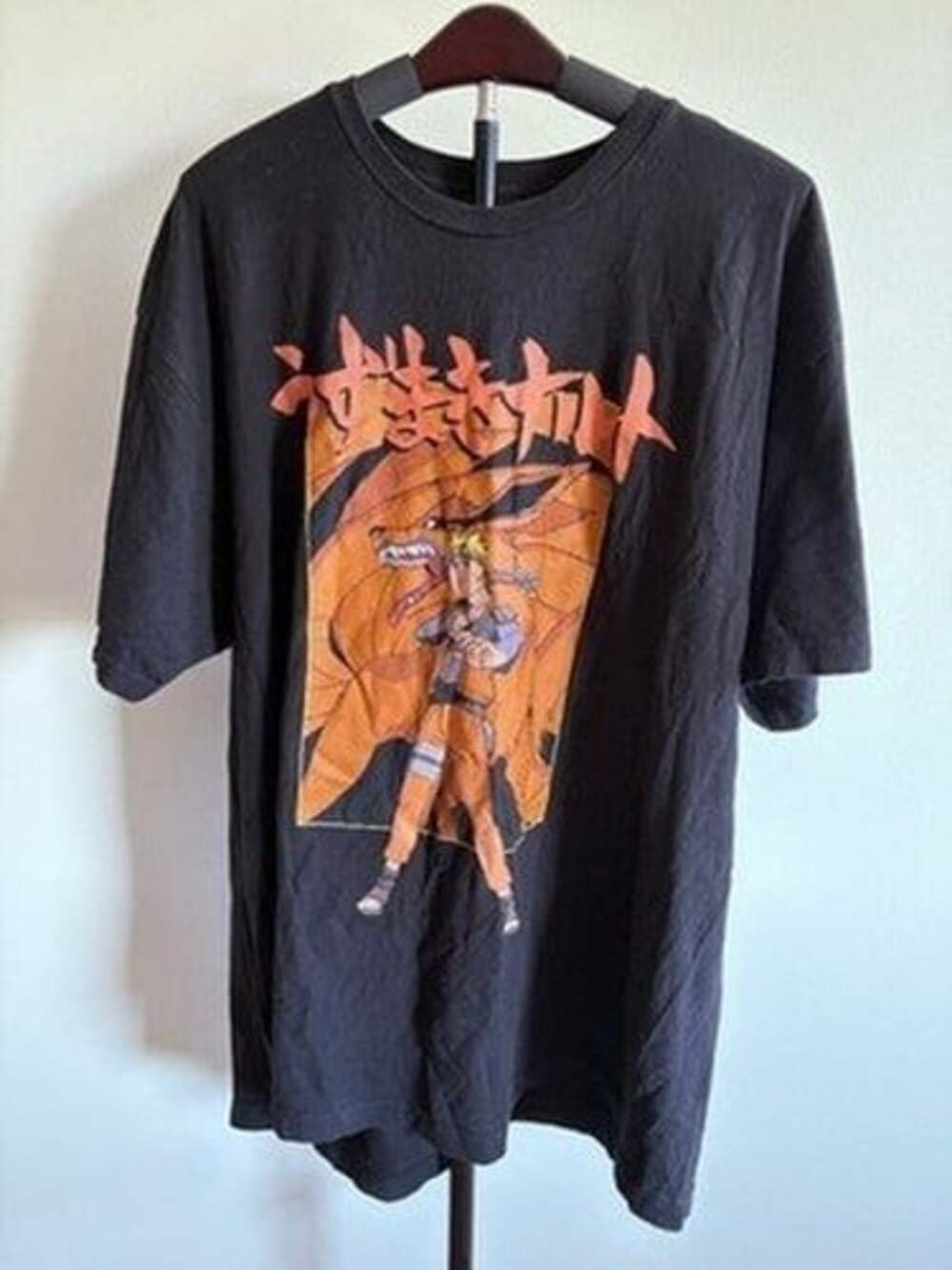 Naruto Shippuden Sasuke Kurama Double Sided Graphic T Shirt Mens 2XL Black Anime